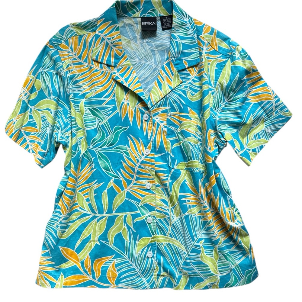 Erika vintage 90s Tropical Print Button-Up Shirt